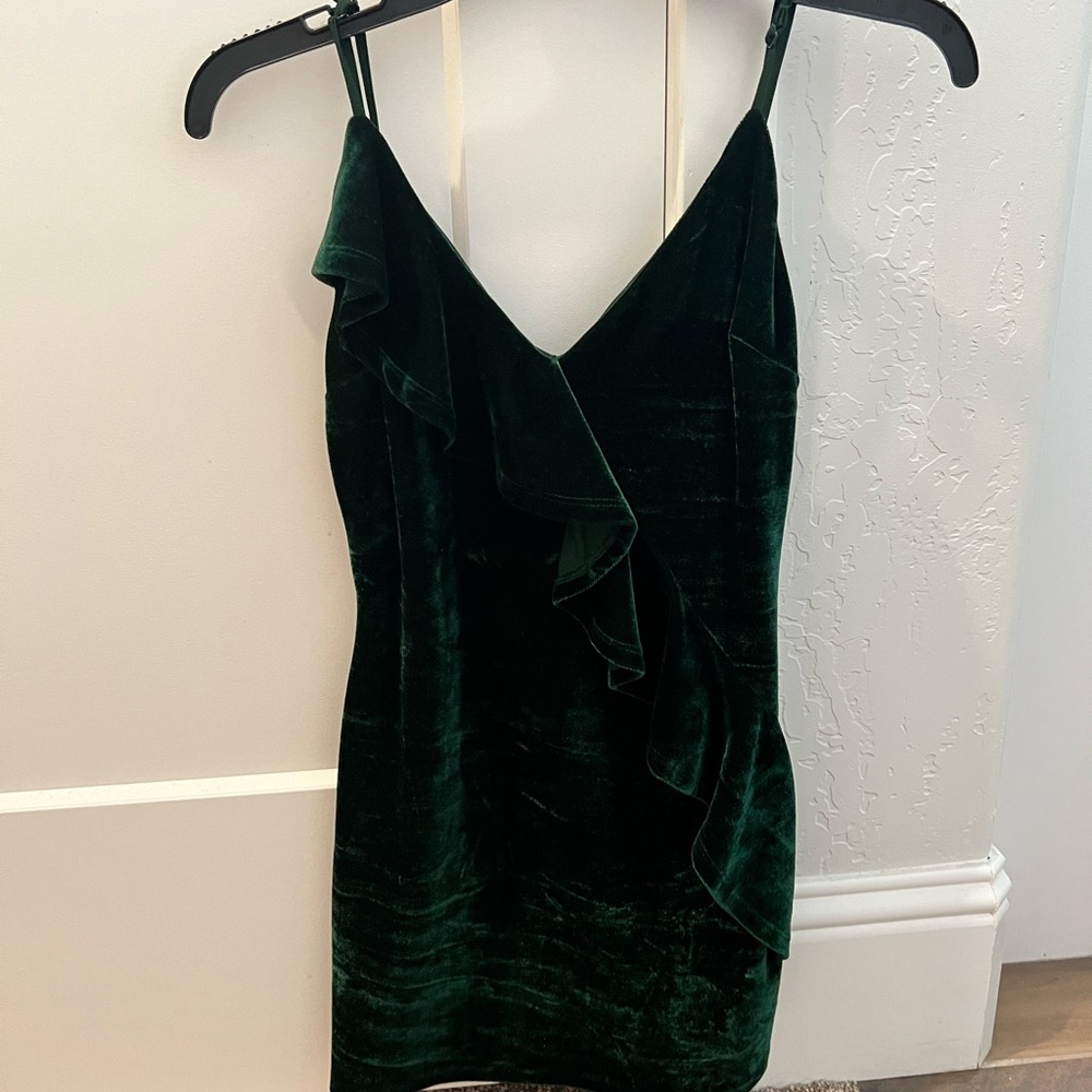 Lovers + Friends Deep Green Velvet Mini Dress